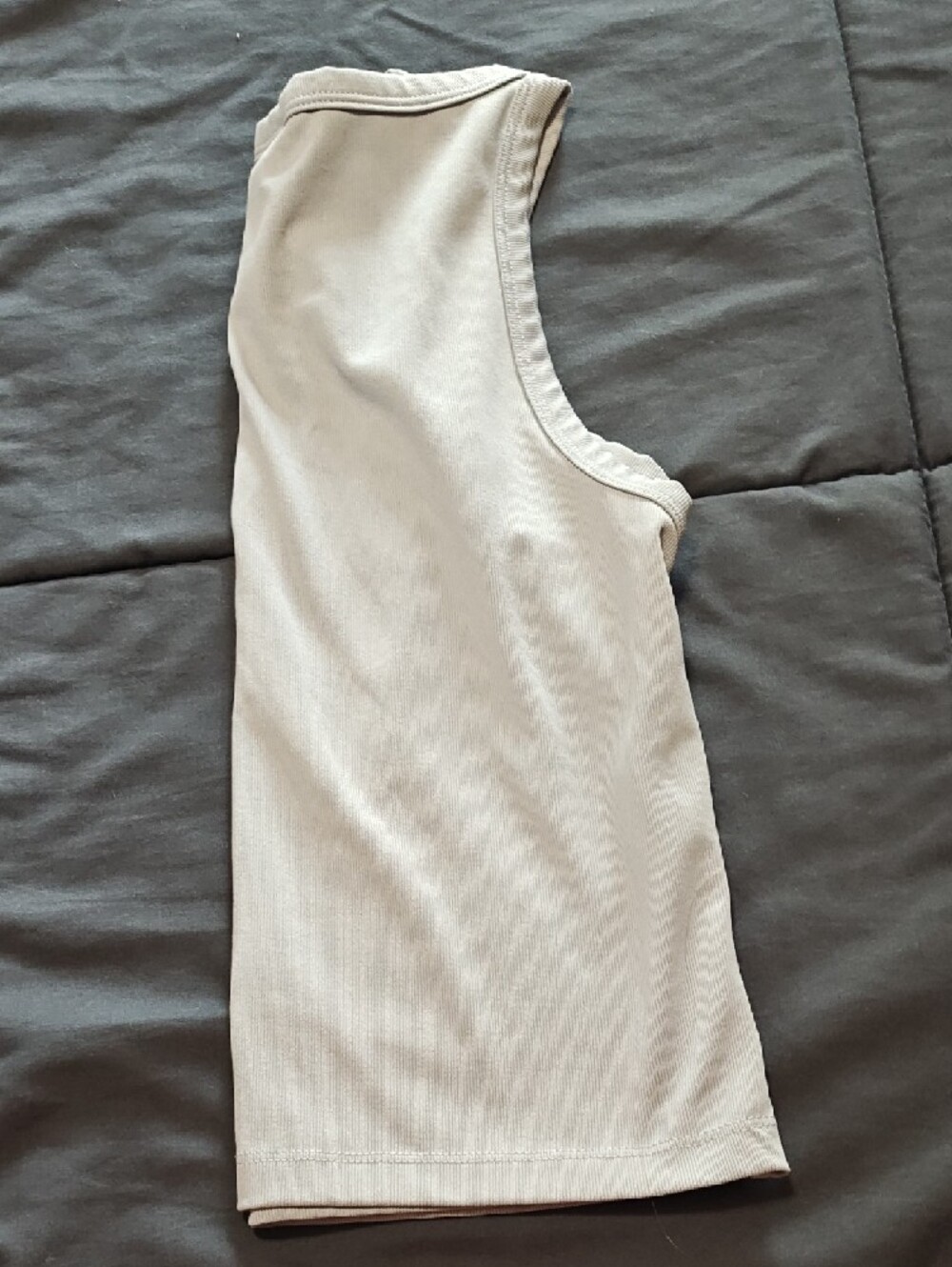 Divided Neutral Ribbed Tank Top — Taupe Beige - Picture 4 of 4